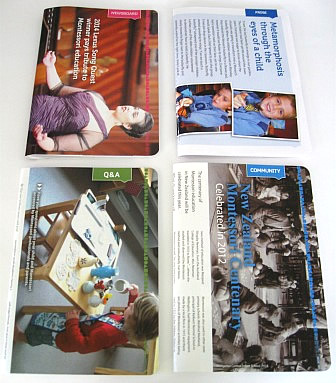 Range of notebooks made from the publication, Montessori Voices